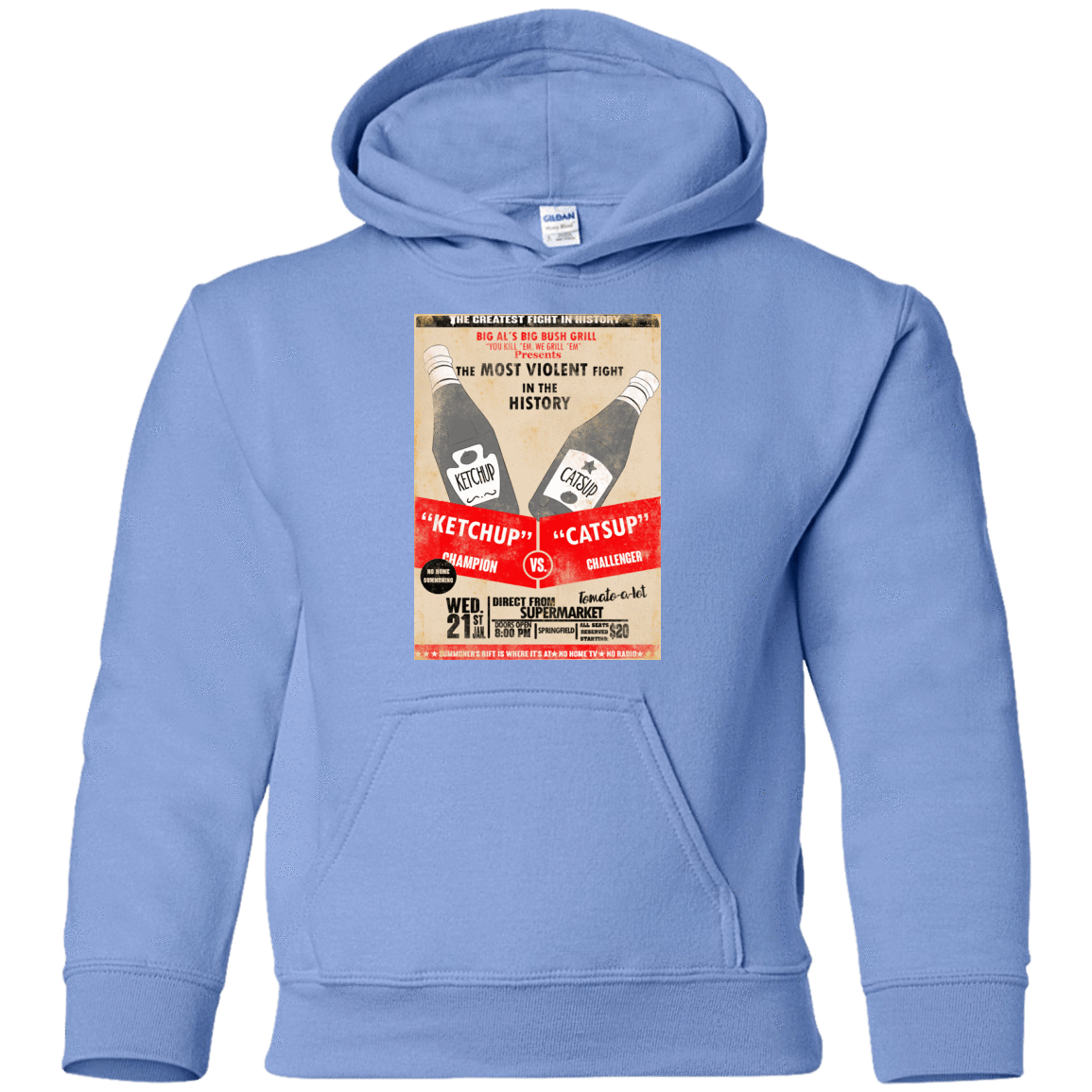 Sweatshirts Carolina Blue / YS Ketchup vs Catsup Youth Hoodie
