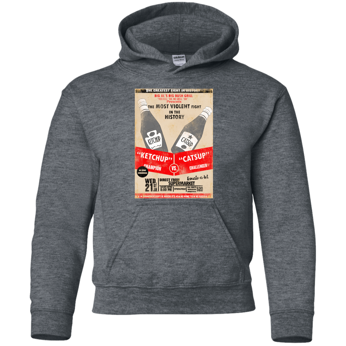 Sweatshirts Dark Heather / YS Ketchup vs Catsup Youth Hoodie