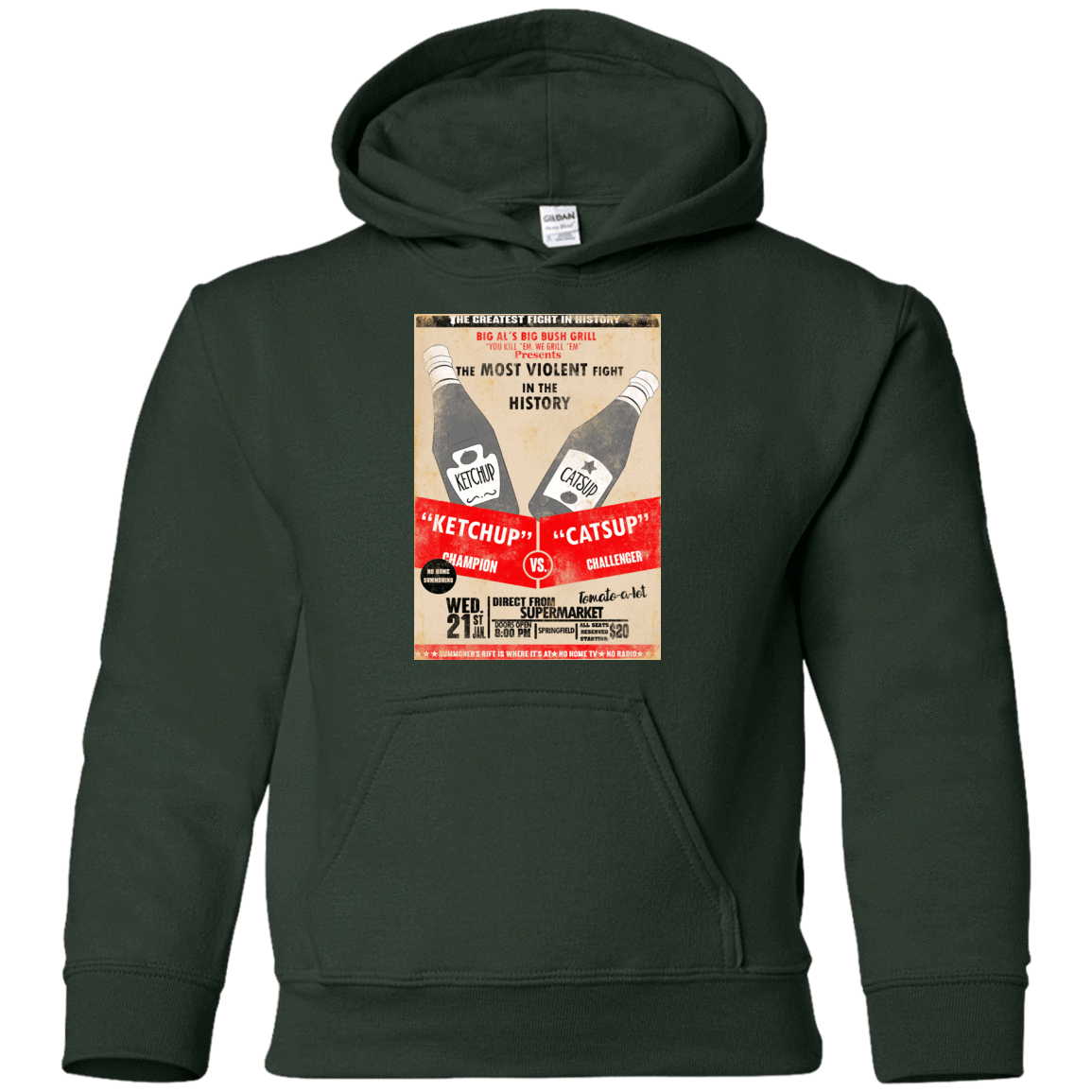 Sweatshirts Forest Green / YS Ketchup vs Catsup Youth Hoodie