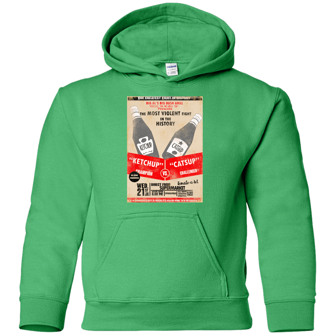Sweatshirts Irish Green / YS Ketchup vs Catsup Youth Hoodie