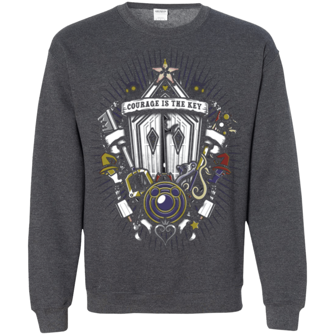 Sweatshirts Dark Heather / Small Kingdom & Hearts Crest Crewneck Sweatshirt