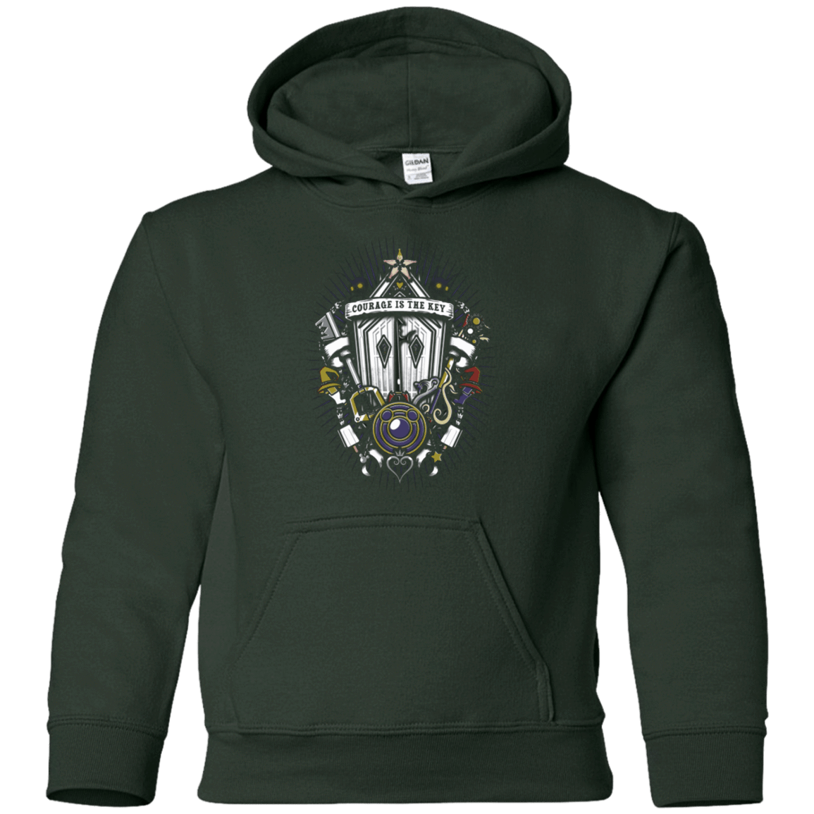 Sweatshirts Forest Green / YS Kingdom & Hearts Crest Youth Hoodie