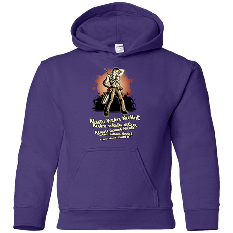 Sweatshirts Purple / YS Klaatu Barada Nikto Youth Hoodie