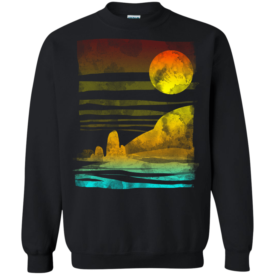 Sweatshirts Black / S Landscape Painted With Tea Crewneck Sweatshirt