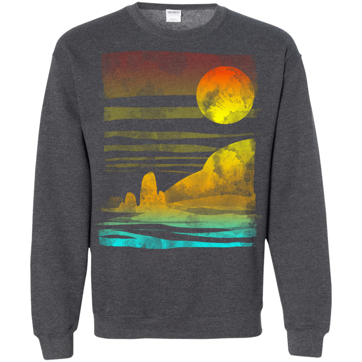 Sweatshirts Dark Heather / S Landscape Painted With Tea Crewneck Sweatshirt