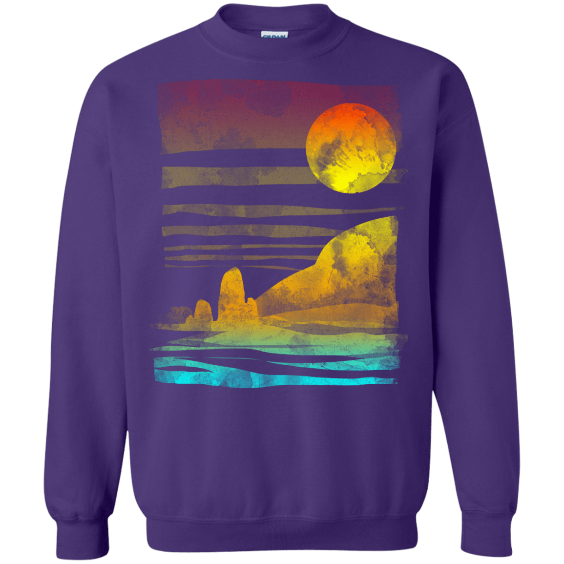 Sweatshirts Purple / S Landscape Painted With Tea Crewneck Sweatshirt