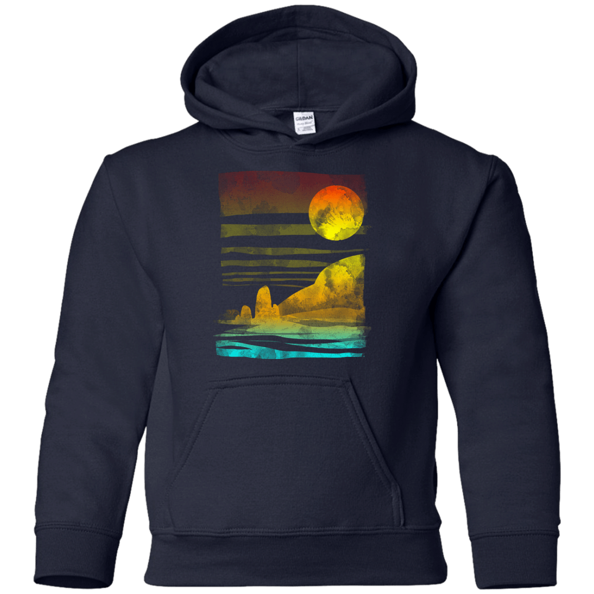 Sweatshirts Navy / YS Landscape Painted With Tea Youth Hoodie