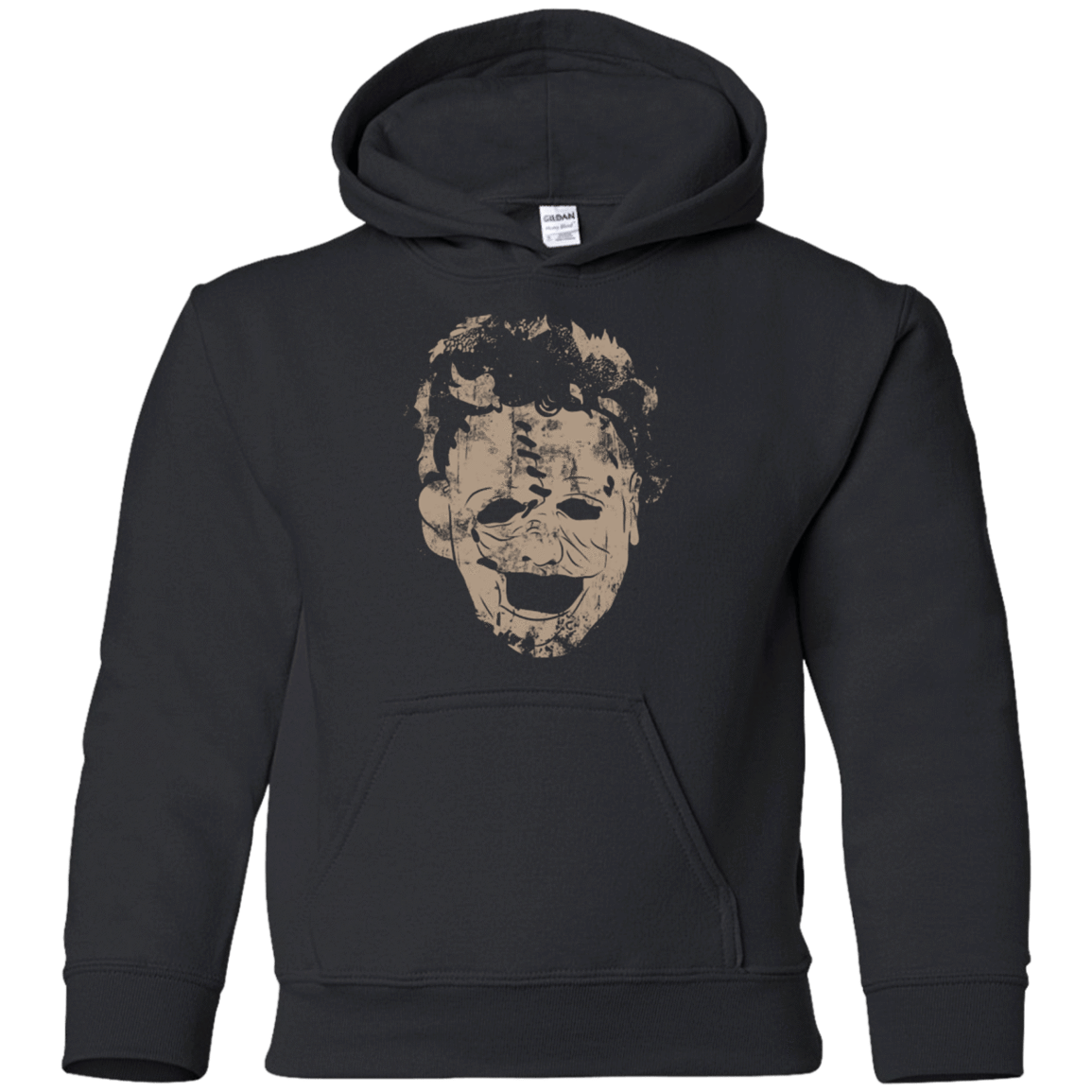 Sweatshirts Black / YS Leather Face Grunge Youth Hoodie