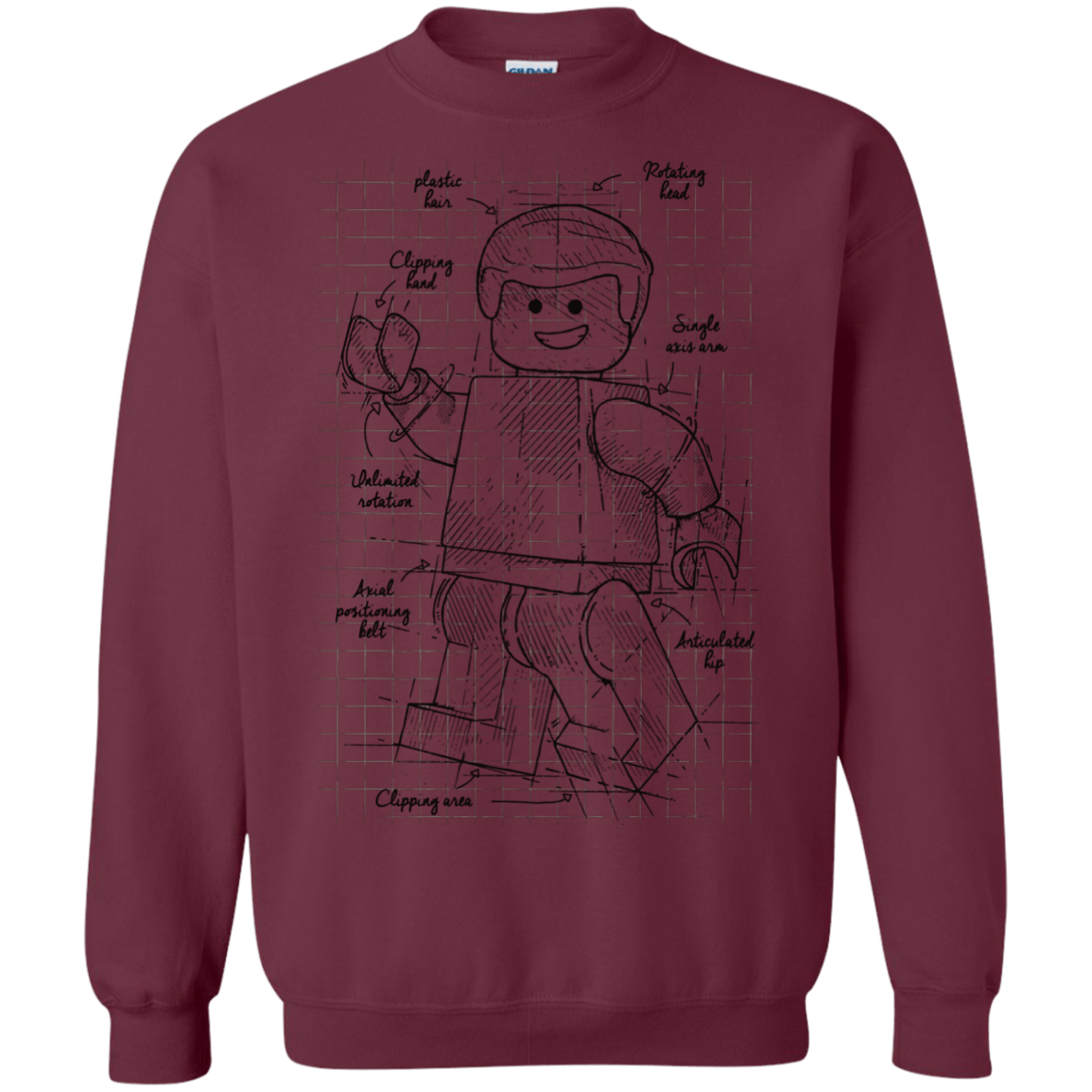 Sweatshirts Maroon / S Lego Plan Crewneck Sweatshirt