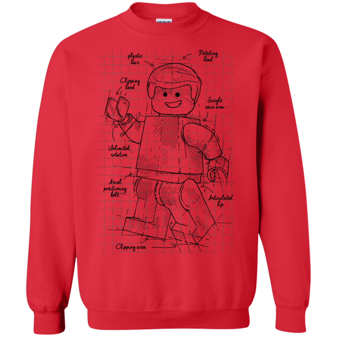 Sweatshirts Red / S Lego Plan Crewneck Sweatshirt