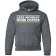 Sweatshirts Dark Heather / YS Less Monday More Coffee Youth Hoodie