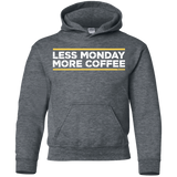 Sweatshirts Dark Heather / YS Less Monday More Coffee Youth Hoodie
