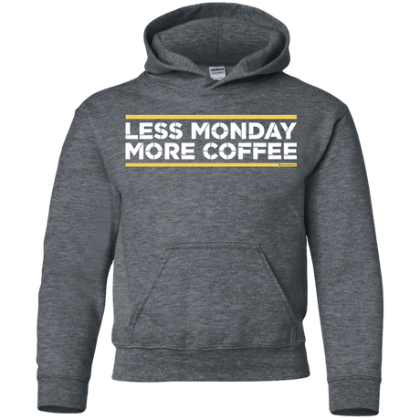 Sweatshirts Dark Heather / YS Less Monday More Coffee Youth Hoodie