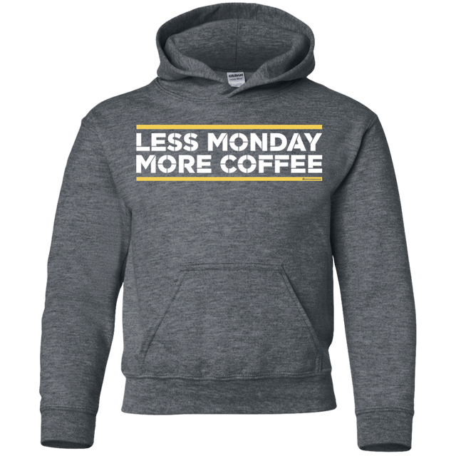 Sweatshirts Dark Heather / YS Less Monday More Coffee Youth Hoodie