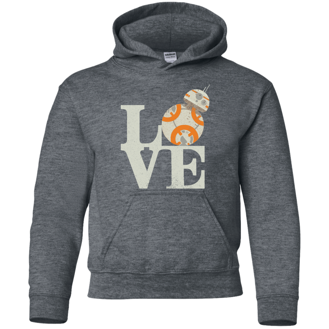 Sweatshirts Dark Heather / YS Love Droids Youth Hoodie