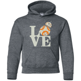 Sweatshirts Dark Heather / YS Love Droids Youth Hoodie