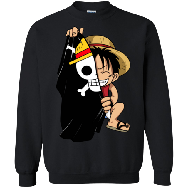 Sweatshirts Black / Small Luffy Flag One Piece Crewneck Sweatshirt