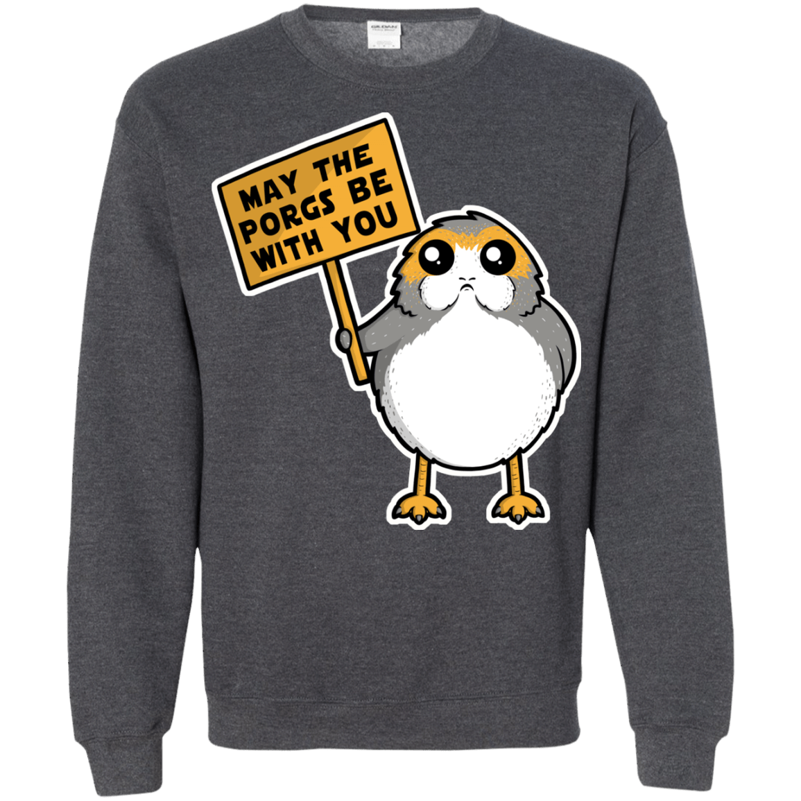 Sweatshirts Dark Heather / Small May The Porgs Be With You Crewneck Sweatshirt