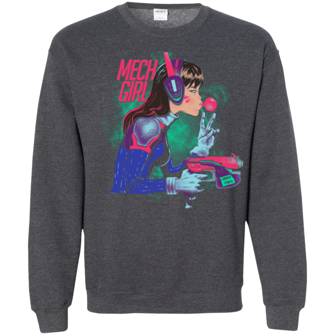 Sweatshirts Dark Heather / Small Mech Girl Crewneck Sweatshirt