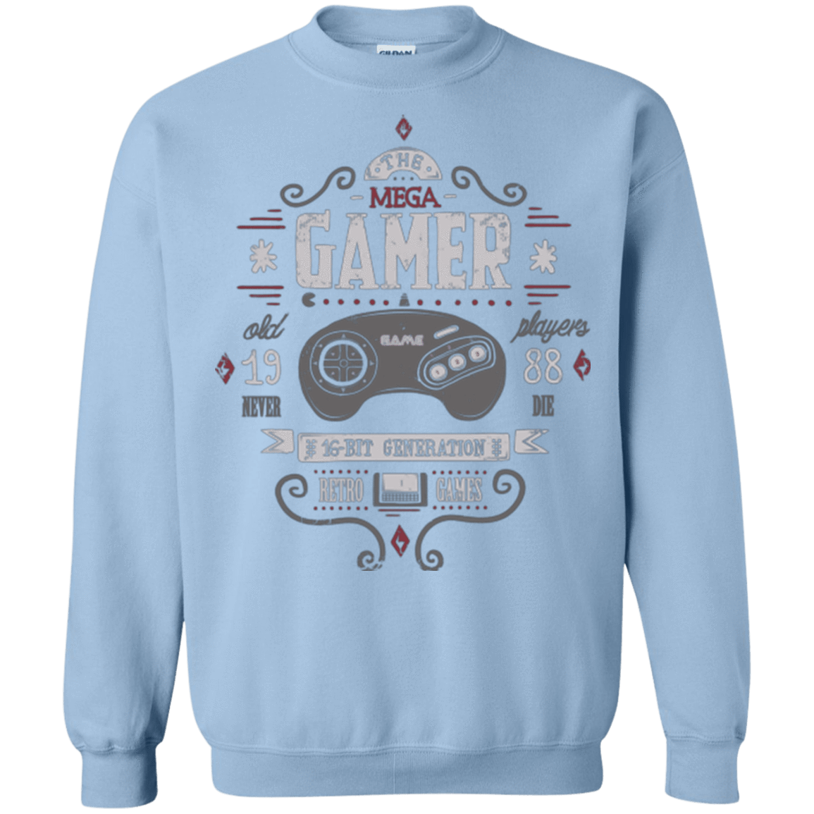 Sweatshirts Light Blue / Small Mega Gamer Crewneck Sweatshirt