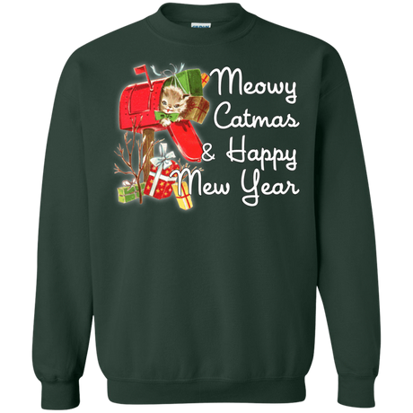 Sweatshirts Forest Green / Small Meowy Catmas Crewneck Sweatshirt