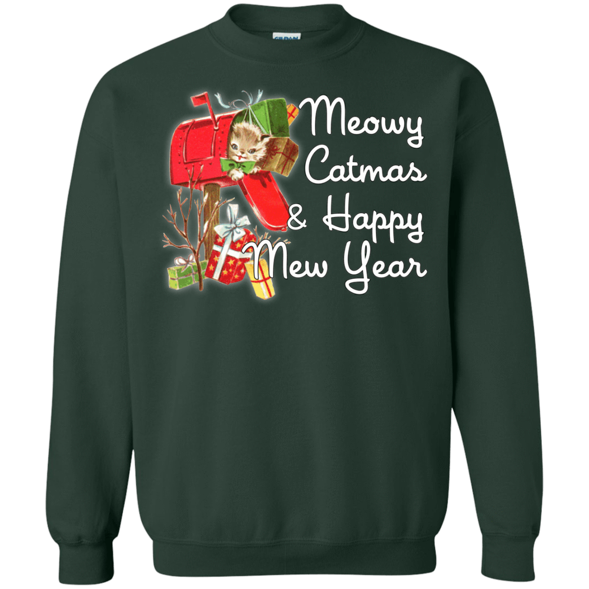 Sweatshirts Forest Green / Small Meowy Catmas Crewneck Sweatshirt