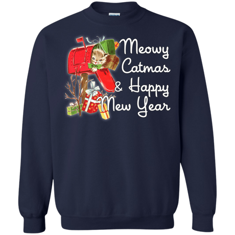 Sweatshirts Navy / Small Meowy Catmas Crewneck Sweatshirt