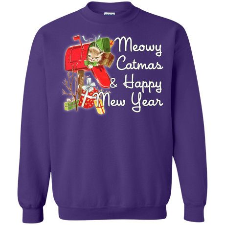 Sweatshirts Purple / Small Meowy Catmas Crewneck Sweatshirt