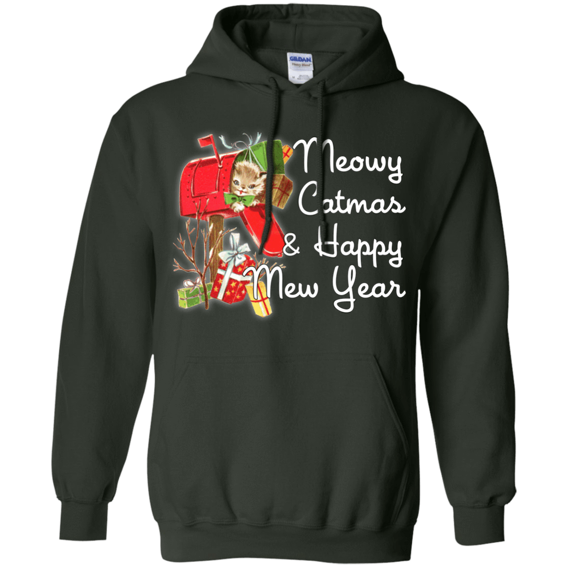 Sweatshirts Forest Green / Small Meowy Catmas Pullover Hoodie