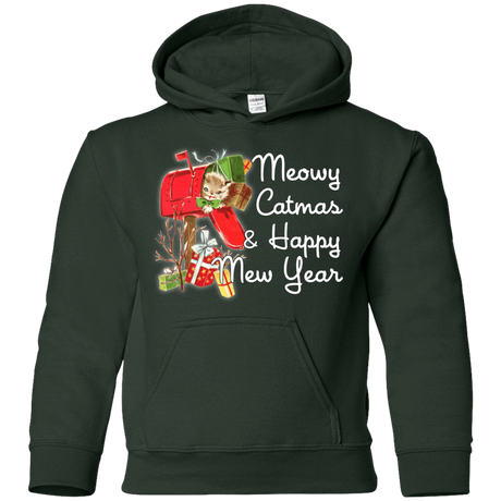 Sweatshirts Forest Green / YS Meowy Catmas Youth Hoodie