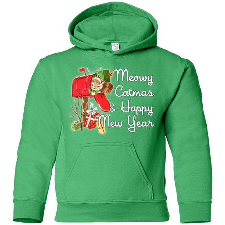Sweatshirts Irish Green / YS Meowy Catmas Youth Hoodie