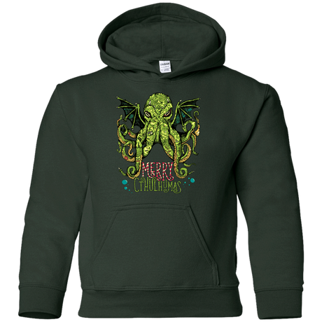 Sweatshirts Forest Green / YS Merry Cthulhumas Youth Hoodie