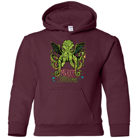 Sweatshirts Maroon / YS Merry Cthulhumas Youth Hoodie