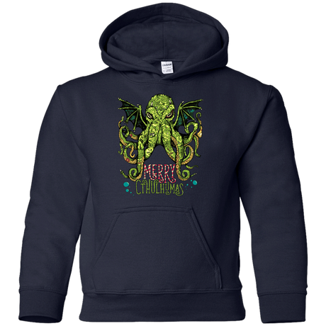 Sweatshirts Navy / YS Merry Cthulhumas Youth Hoodie