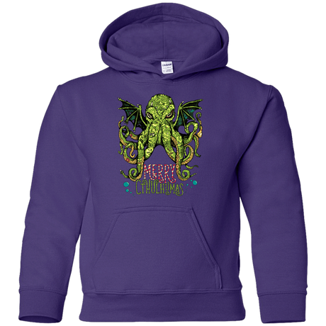 Sweatshirts Purple / YS Merry Cthulhumas Youth Hoodie