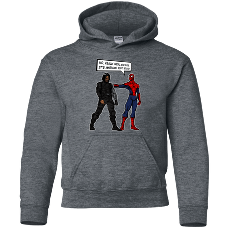Sweatshirts Dark Heather / YS Metal Arm Dude Youth Hoodie