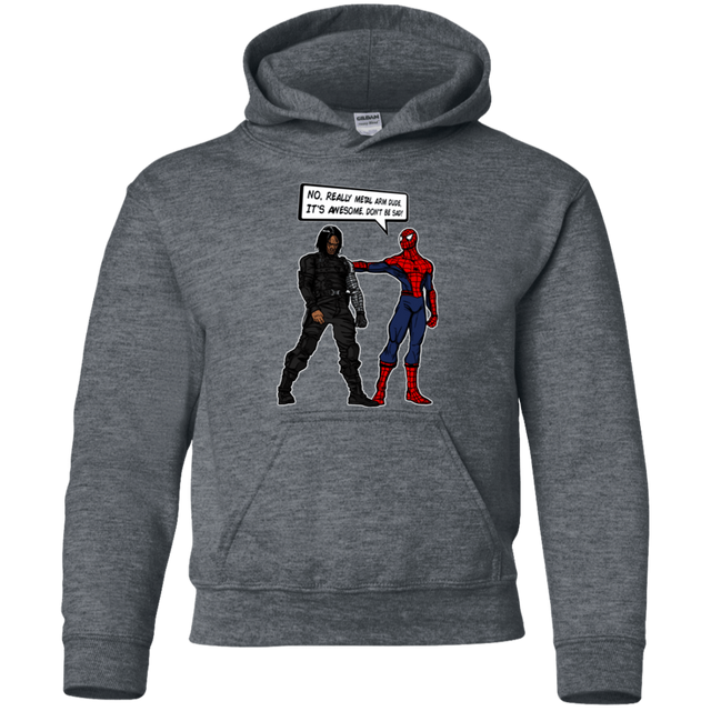 Sweatshirts Dark Heather / YS Metal Arm Dude Youth Hoodie