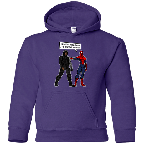 Sweatshirts Purple / YS Metal Arm Dude Youth Hoodie