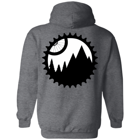 Sweatshirts Dark Heather / S Mountain Bike Sprocket Back Print Pullover Hoodie