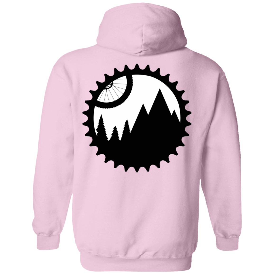 Sweatshirts Light Pink / S Mountain Bike Sprocket Back Print Pullover Hoodie