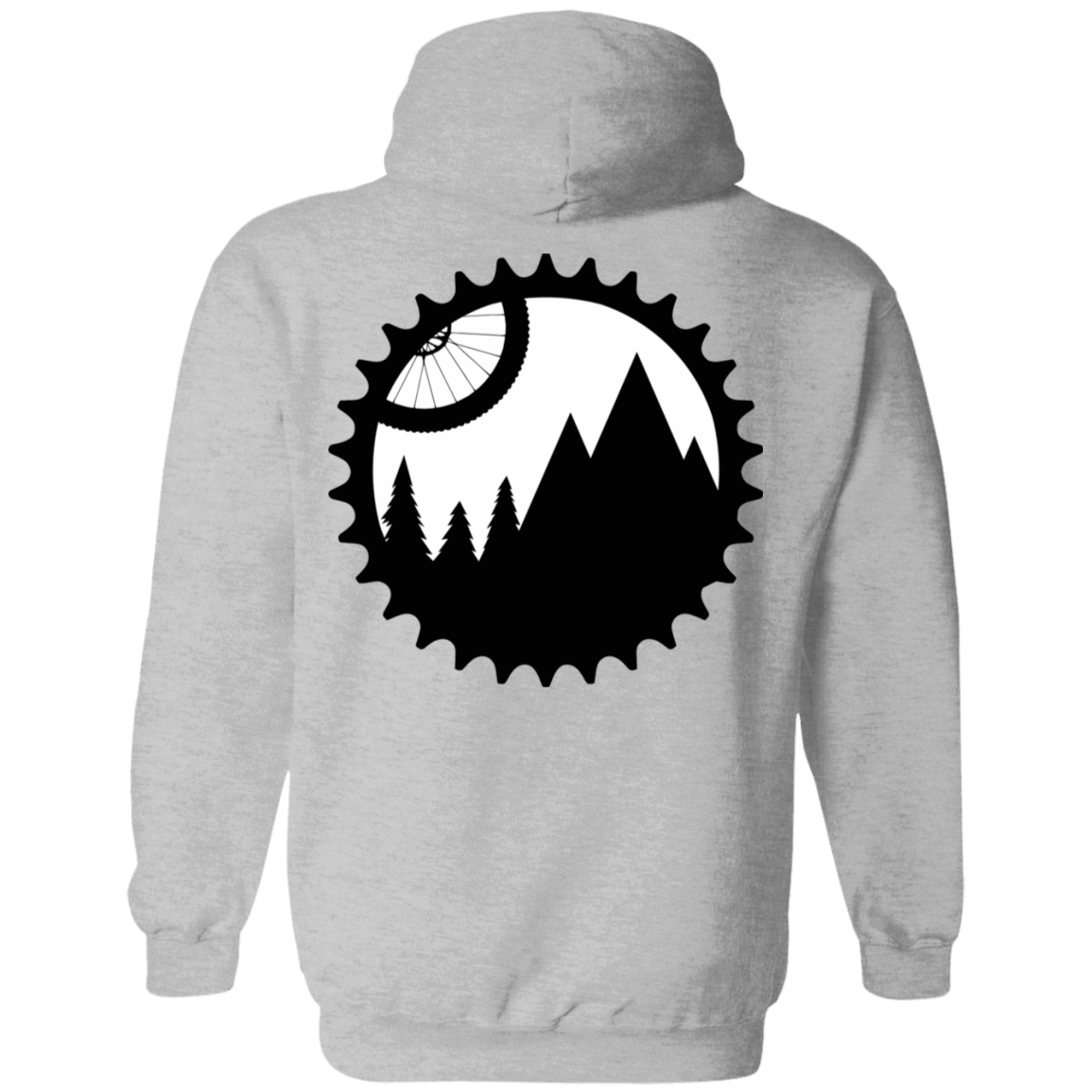 Sweatshirts Sport Grey / S Mountain Bike Sprocket Back Print Pullover Hoodie