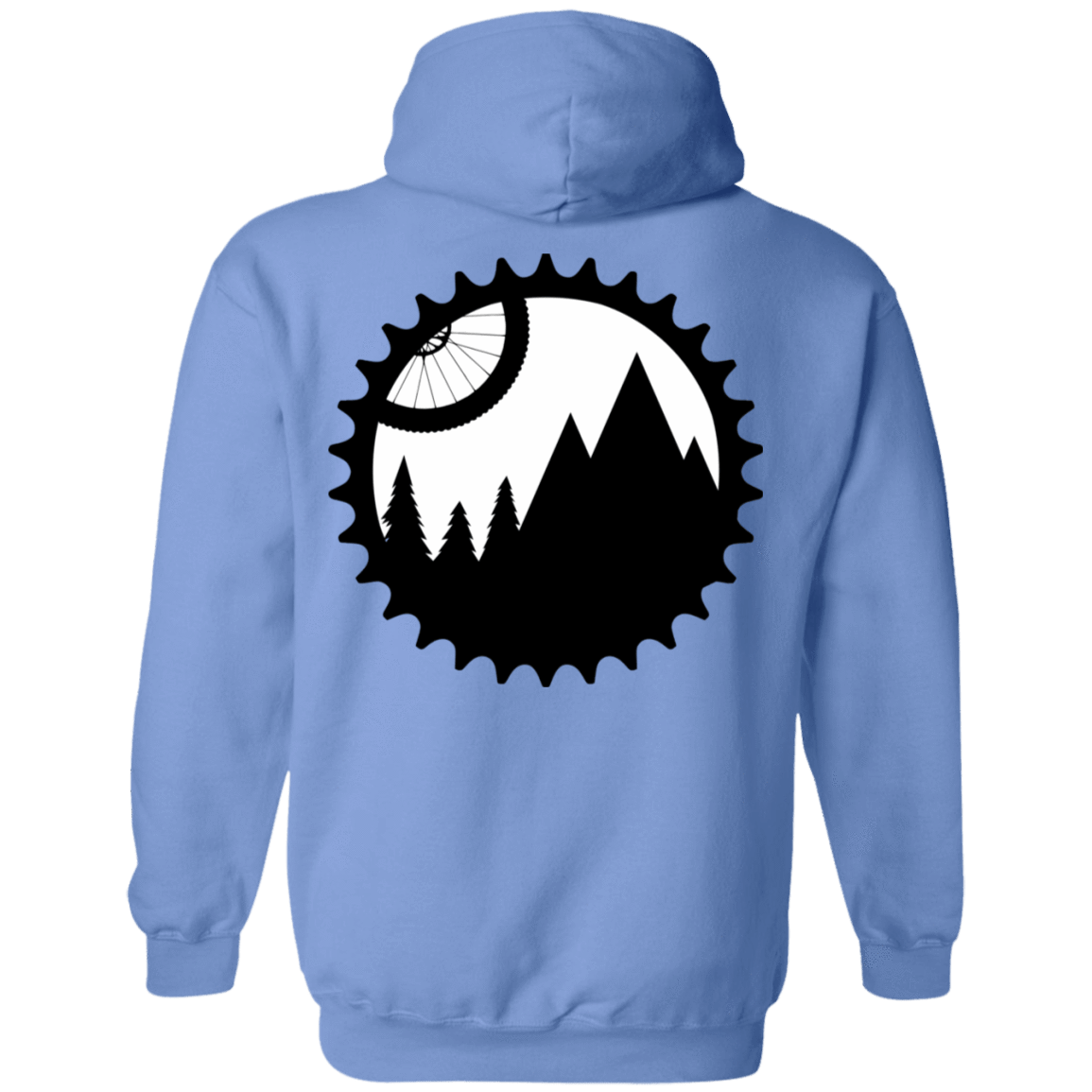 Sweatshirts Carolina Blue / S Mountain Bike Sprocket Printed On Back Pullover Hoodie