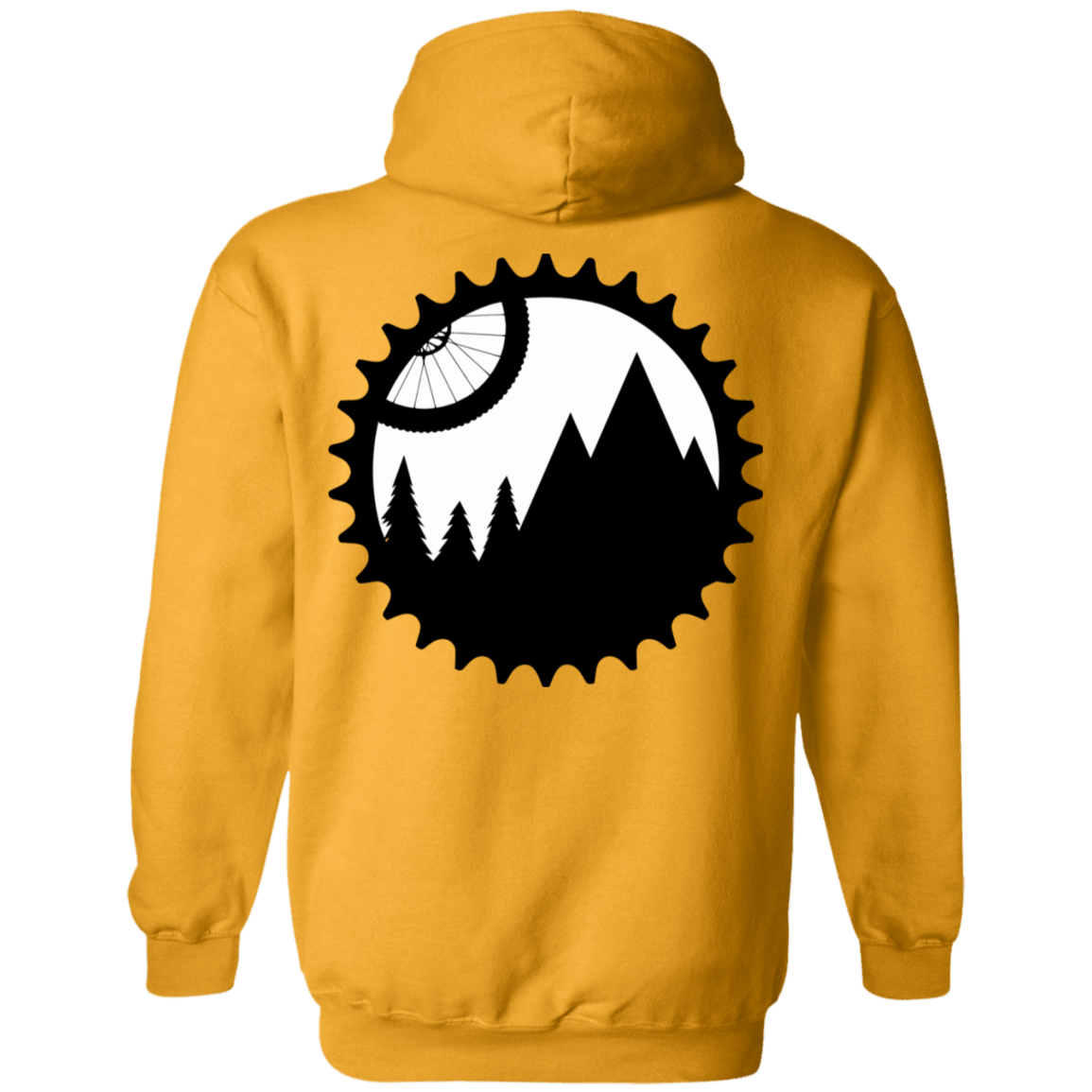 Sweatshirts Gold / S Mountain Bike Sprocket Printed On Back Pullover Hoodie