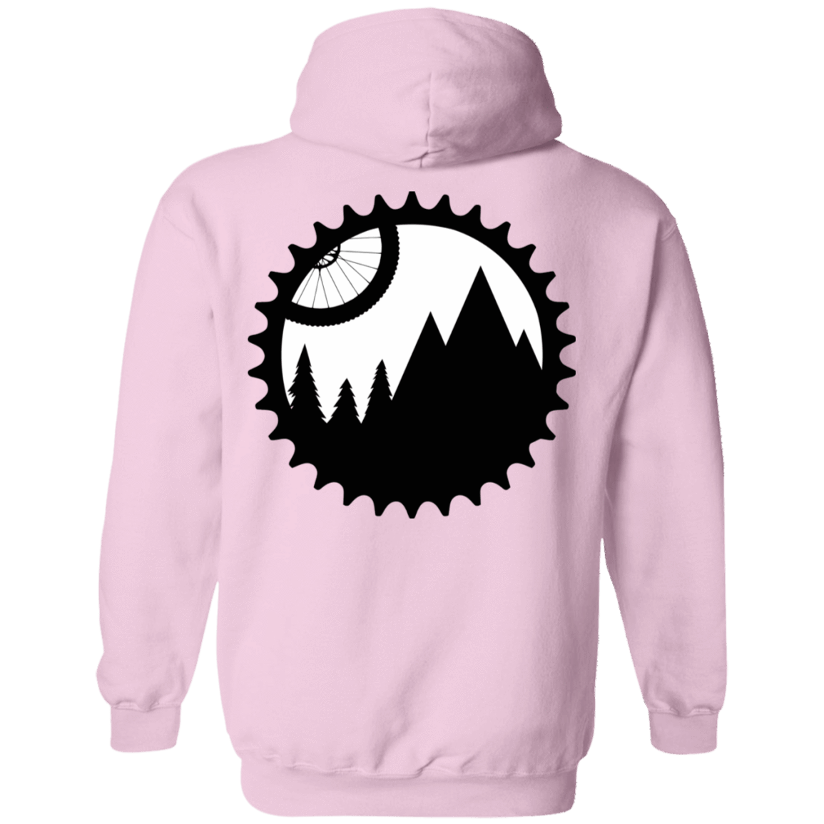 Sweatshirts Light Pink / S Mountain Bike Sprocket Printed On Back Pullover Hoodie