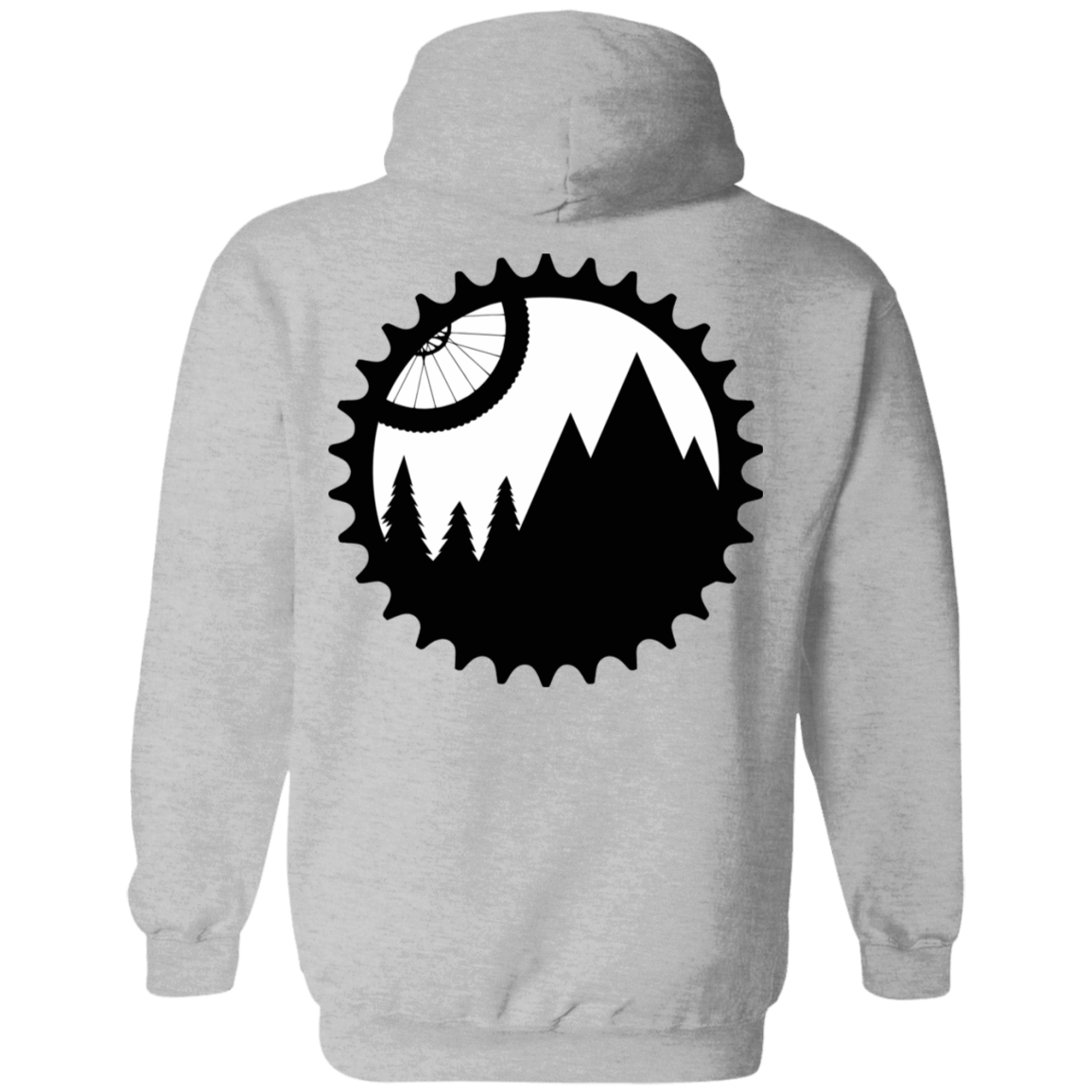 Sweatshirts Sport Grey / S Mountain Bike Sprocket Printed On Back Pullover Hoodie