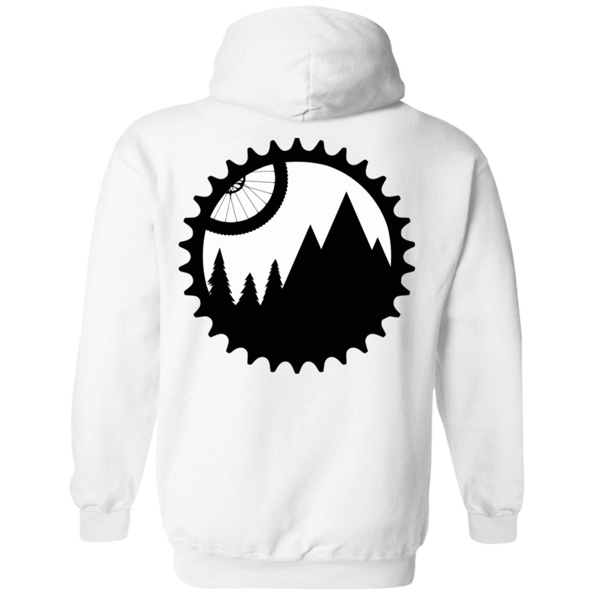 Sweatshirts White / S Mountain Bike Sprocket Printed On Back Pullover Hoodie