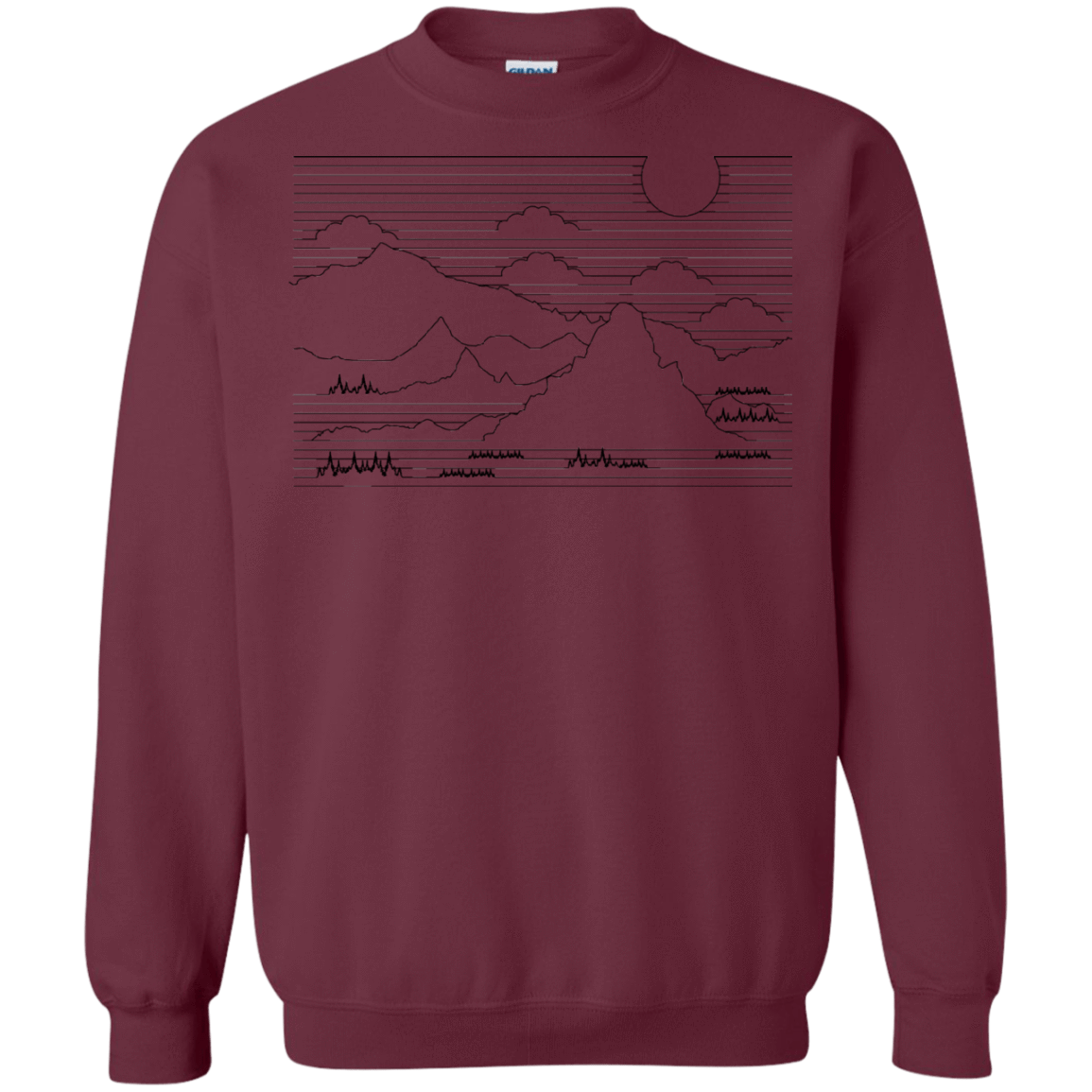 Sweatshirts Maroon / S Mountain Line Art Crewneck Sweatshirt