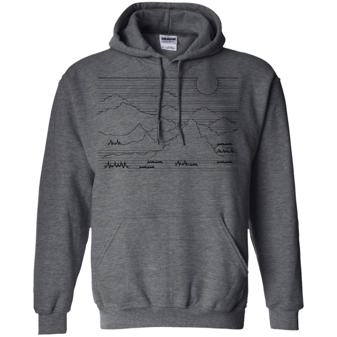 Sweatshirts Dark Heather / S Mountain Line Art Pullover Hoodie