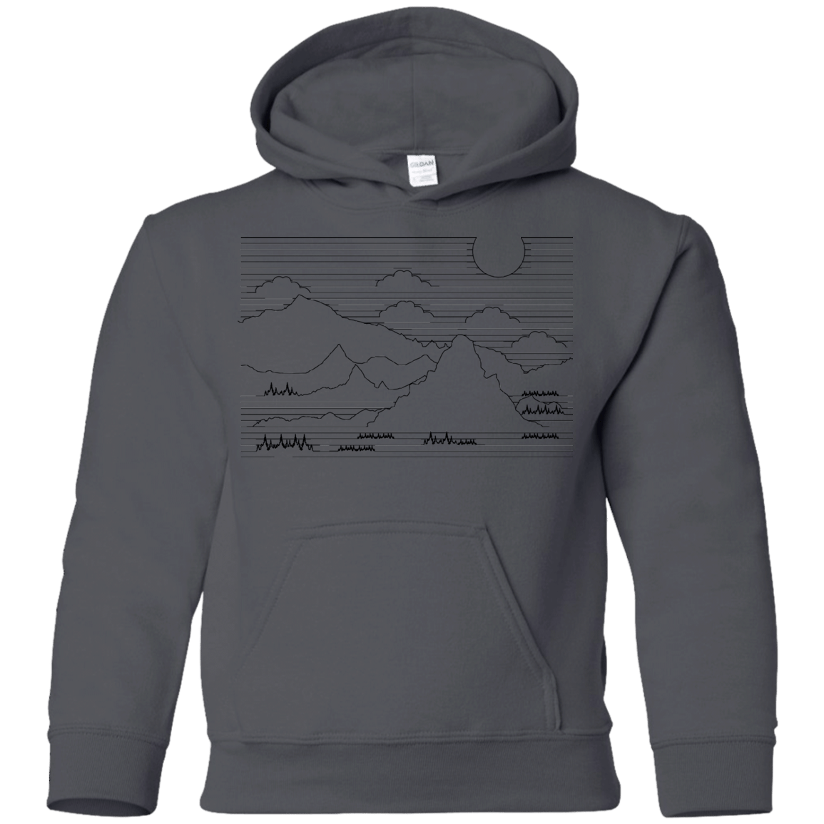 Sweatshirts Charcoal / YS Mountain Line Art Youth Hoodie