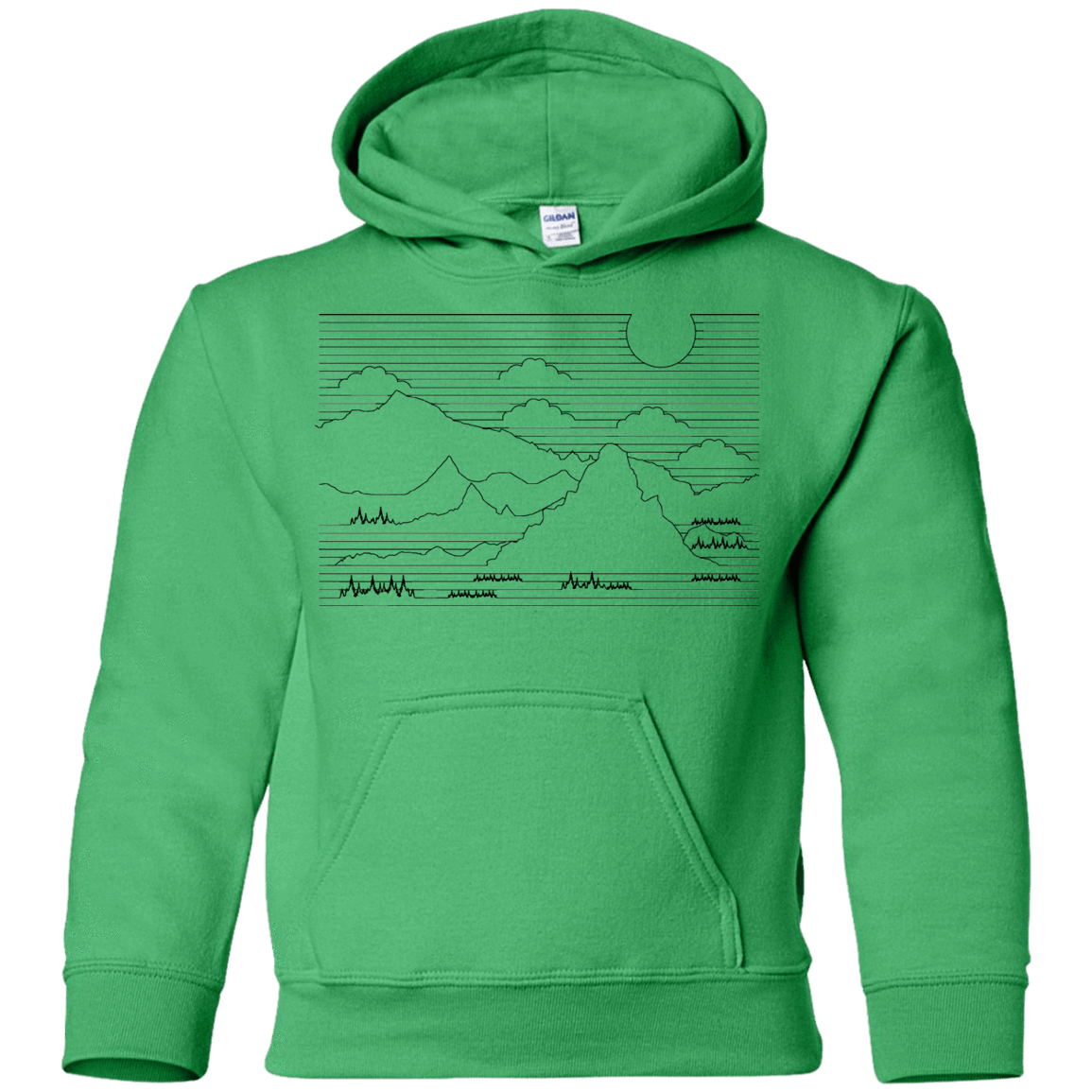 Sweatshirts Irish Green / YS Mountain Line Art Youth Hoodie